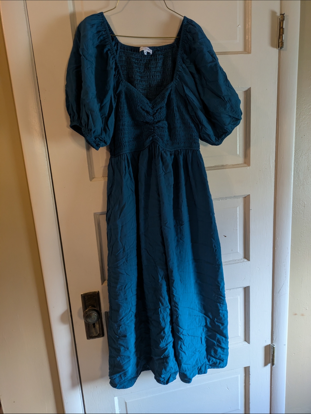 Baltic Born Teal Smocked Puff Sleeve Maxi Dress - Picture 2 of 2